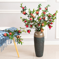 Six pomegranate fruit branches with leaves, simulated pomegranate model house soft decorations, simulated flowers, floor-to-ceiling tabletop decorations