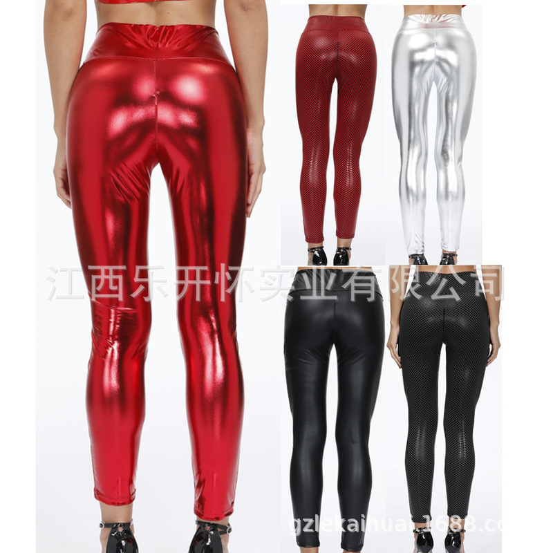 New Character Patent Leather Tight-Fitting Leather Pants Sexy Intimates Crotchless Leather Pants Nightclub Stage Ds Performance Clothing 1116