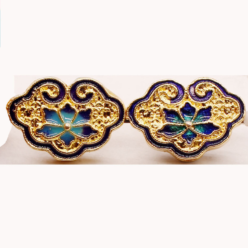 Ancient style hanfu cheongsam placket tassel back Cloud bracelet accessories alloy dripping cloisonne four-way Lotus pendant