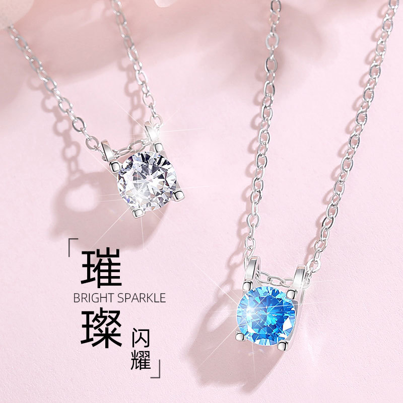 S925 plata esterlina cuatro garra collar de diamantes cuadrilátero geométrico simple temperamento collar nicho diseño sentido venta al por mayor