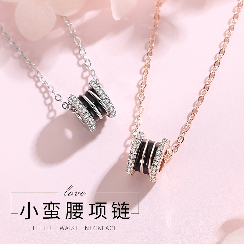 Red roja elegante simple cadena de clavícula ins viento frío para novia S925 plata esterlina collar de cintura pequeña