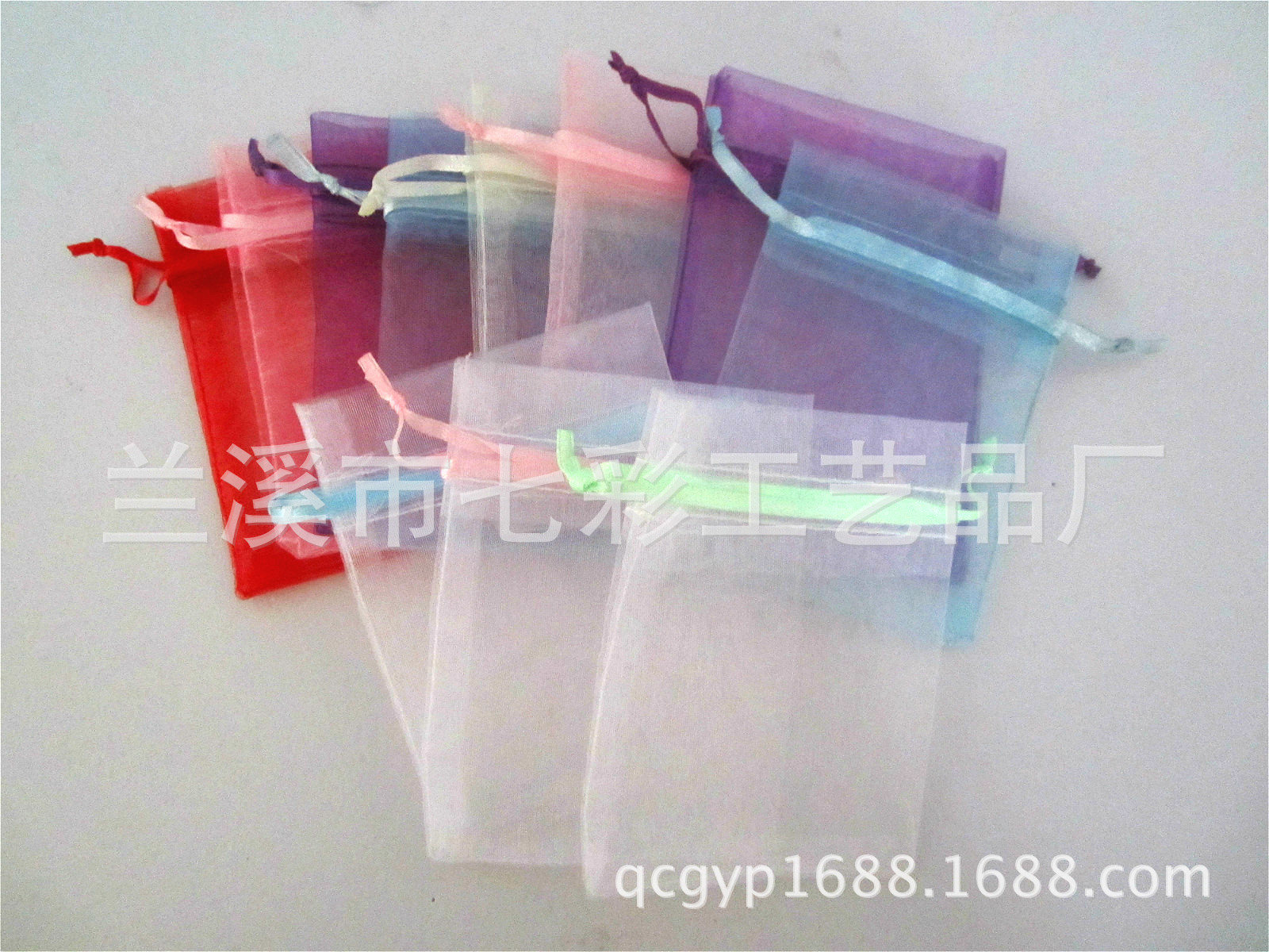 批发现货8*10纯色透明雪纱抽绳纱布袋 首饰礼品包装束口欧根纱袋
