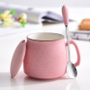 Coffee cup with a spoon with spoon breakfast cup color glaze Mark cup logo creative zakka milk cup