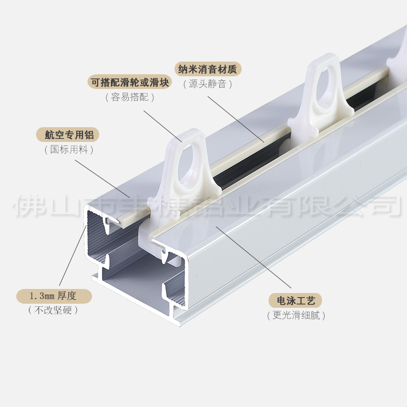 批发智能家居电动窗帘老尚飞开合帘纳米静音轨道铝合金复合轨