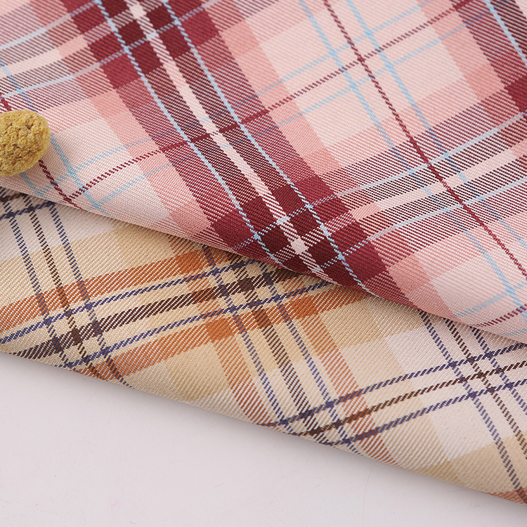 TR色织无弹涤纶格子布现货供应春秋时装西装面料日本JK百褶裙布料