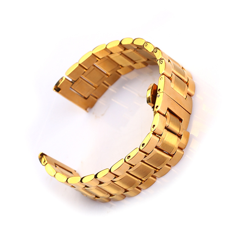 Adecuado para famoso artesano romántico Acero inoxidable sólido correa de cinco cuentas sólida mariposa hebilla iwatch8 Apple correa de reloj