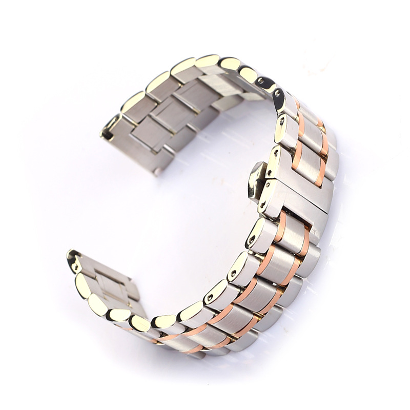 Adecuado para famoso artesano romántico Acero inoxidable sólido correa de cinco cuentas sólida mariposa hebilla iwatch8 Apple correa de reloj