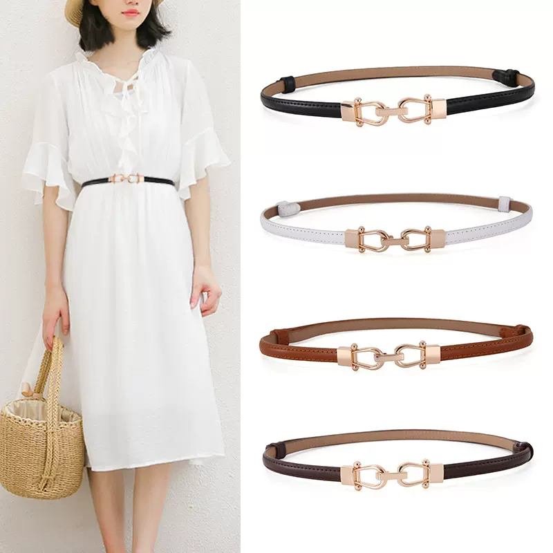 简约百搭女士细腰带真皮时尚ins风装饰皮带配裙子收腰大衣腰链