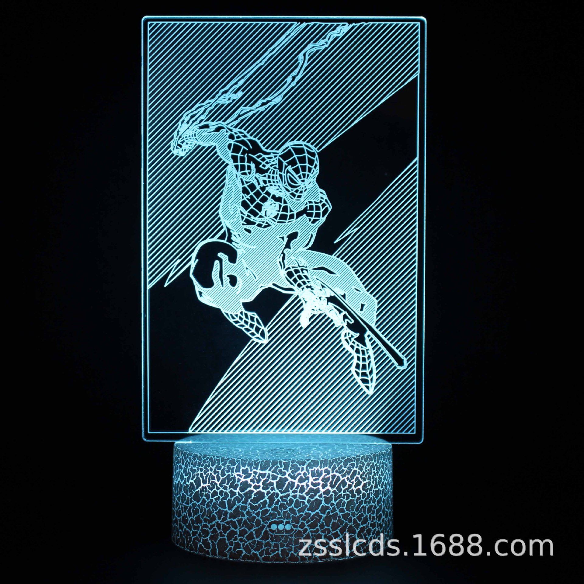 Cruz-frontera Spider-Man serie 3D noche luz creativa USB plug-in colorido noche luz al por mayor LED lámpara de mesa de regalo