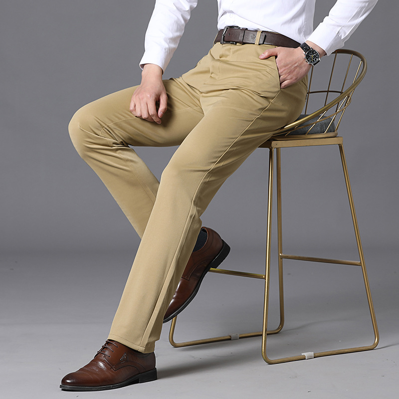 2023 verano nuevos hombres pantalones antiarrugas no planchado estiramiento negocios pantalones casuales pantalones de traje pantalones largos rectos sueltos de los hombres