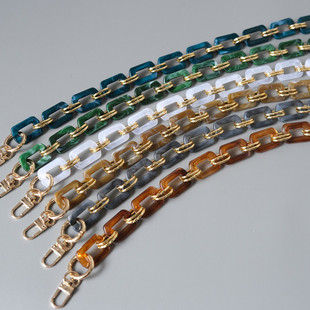 European and American fashion women's bag thick chain shoulder strap bag accessories vintage mixed gold resin thick chain acrylic chain mobile phone chain