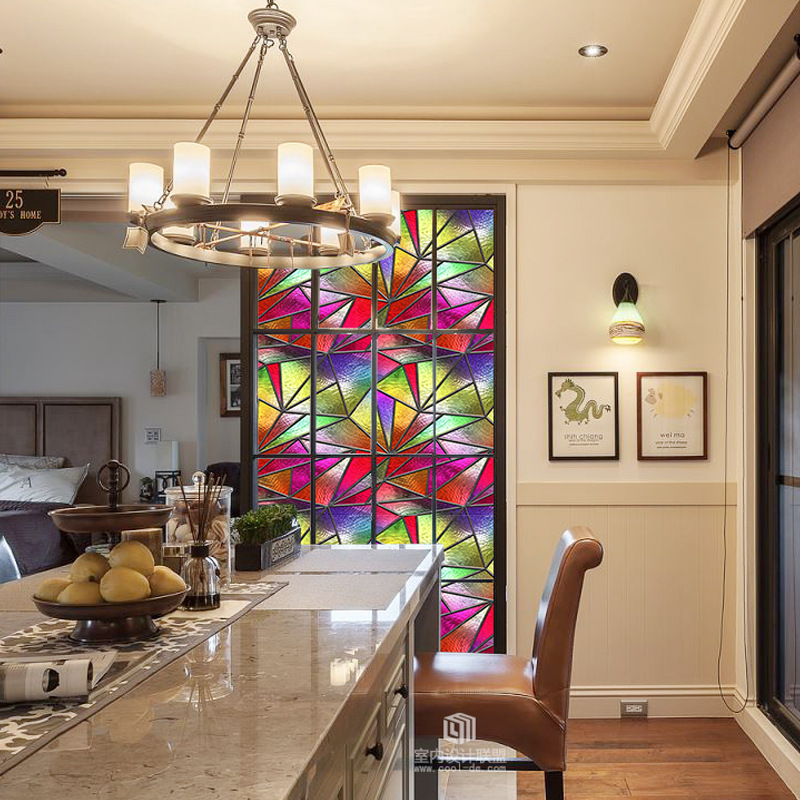 Foreign trade. PVC color retro electrostatic glass paste without glue window film removable frosted glass window grilles