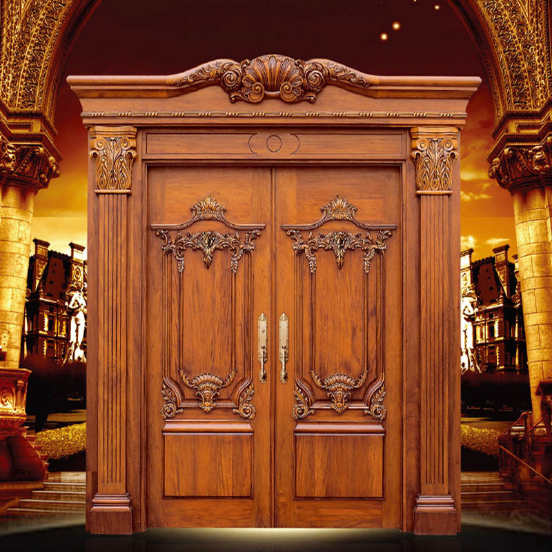 Extra-Wide and Extra-Tall Double-Opening Solid Wood Door for Villa, Oak Carved Door, Teak Wood Gold-Painted Entrance Door from Foreign Trade Factory Extra-Wide and Extra-Tall Double-Opening Solid Wood Door for Villa, Oak Carved Door, Teak Wood Gold-Painted Entrance Door from Foreign Trade Factory