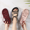 2024 new net red sandals female casual daily female students beautiful thick bottom fairy wind sand beach flat bottom Roman shoes