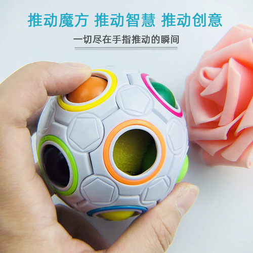 Cross-border children's rainbow ball Rubik's cube toy 12-hole decompression intellectual toy puzzle decompression magic ball gift toy