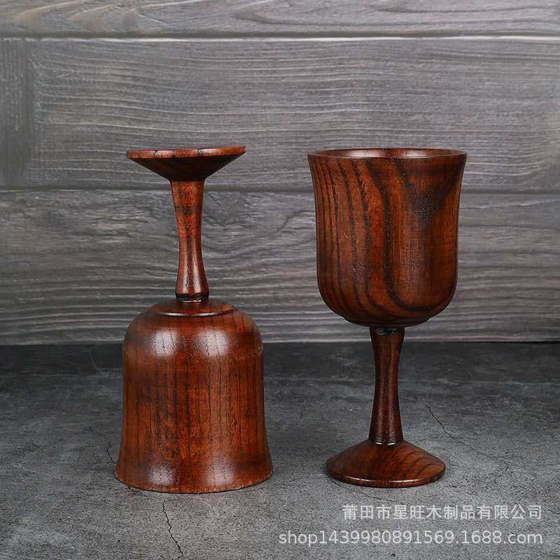 Copa creativa de madera directa de fábrica copa de vino tinto resistente a la caída de madera maciza exquisito estilo ins taza de madera gran cantidad de descuento
