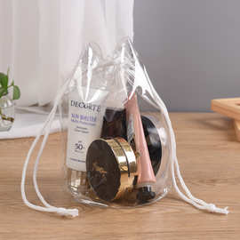 专业制定塑料透明包装袋PVC圆筒束口袋防水抽绳化妆品收纳袋制定