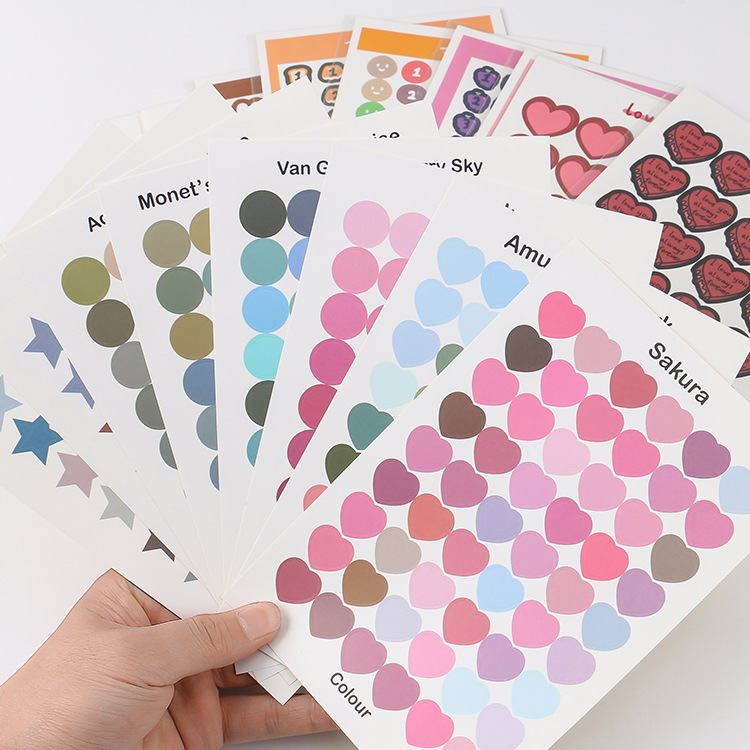 ins Style Morandi Color Decorative Polka Dot Sticker Earth Color Seal Sticker Hand Account Card Photo Sticker