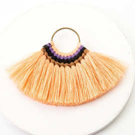 波西米亚流苏小吊穗铜圈扇坠耳环配件跨境服装辅料欧美外贸挂饰