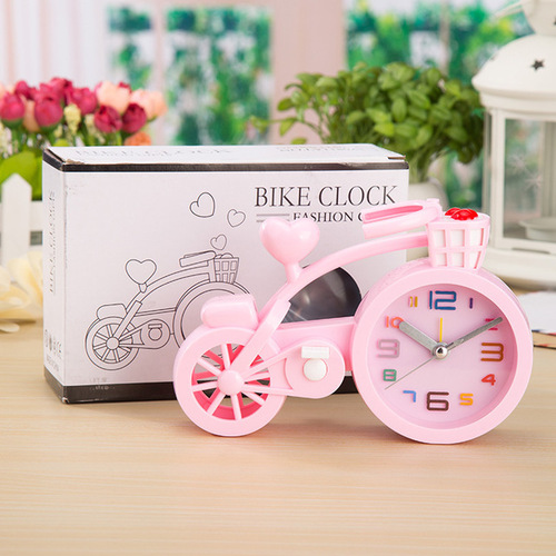 Bicycle alarm clock student cute simple clock living room bedroom bedside ornaments kindergarten children's clock