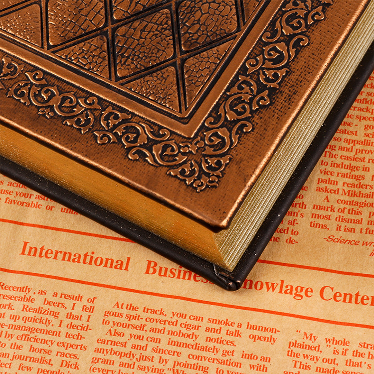 Nueva Super amoroso Evangelio hecho a mano de negocios Bloc notas imitación cuero en relieve oro borde cuaderno retro Europeo