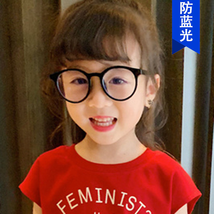 Children's anti-blue light round frame glasses frame 2020 new boys and girls cartoon retro glasses frame computer online class fashion