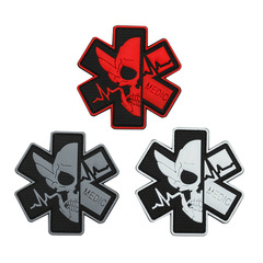 MEDIC Skeleton Doctor Red Cross Armband Morale Badge Velcro Rescue Badge PVC Medal