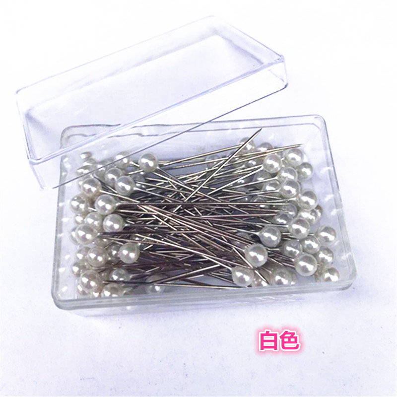 Venta al por mayor niquelado 100 unidades color perla aguja de alta calidad perla Pin Acero inoxidable ropa vertical corte posicionamiento aguja