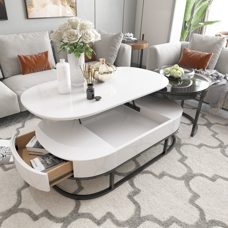 Sala de estar mesa de café italiano minimalista muebles nórdico simple redondo creativo multifuncional elevación mesa de café TV gabinete combinación