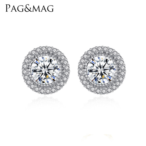 PAG&MAG Simple Earrings Student S925 Silver Earrings Micro-Inlaid Zirconia Exquisite and Elegant Jewelry Gift