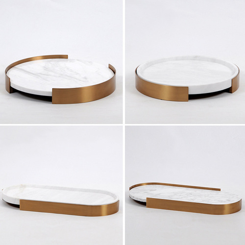 Factory direct sales model bathroom washbasin marble soft furnishings home restaurant coffee table tray decorations