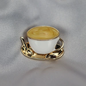 Cross-border hot sale retro brooch coffee cup tableware enamel drop glaze brooch pin badge retro style