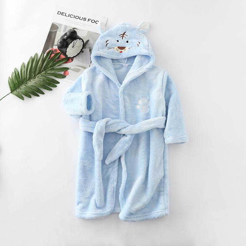 2021 Otoño e Invierno dibujos animados para niños ropa de hogar franela con capucha con cordones para niños y niñas Albornoz camisón animal