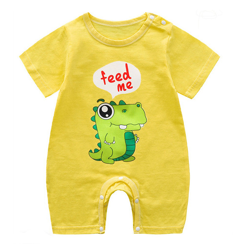 Cross-border baby jumpsuit summer cotton bag fart clothes for men and women baby clothes cartoon rabbit print short-sleeved climbing clothes