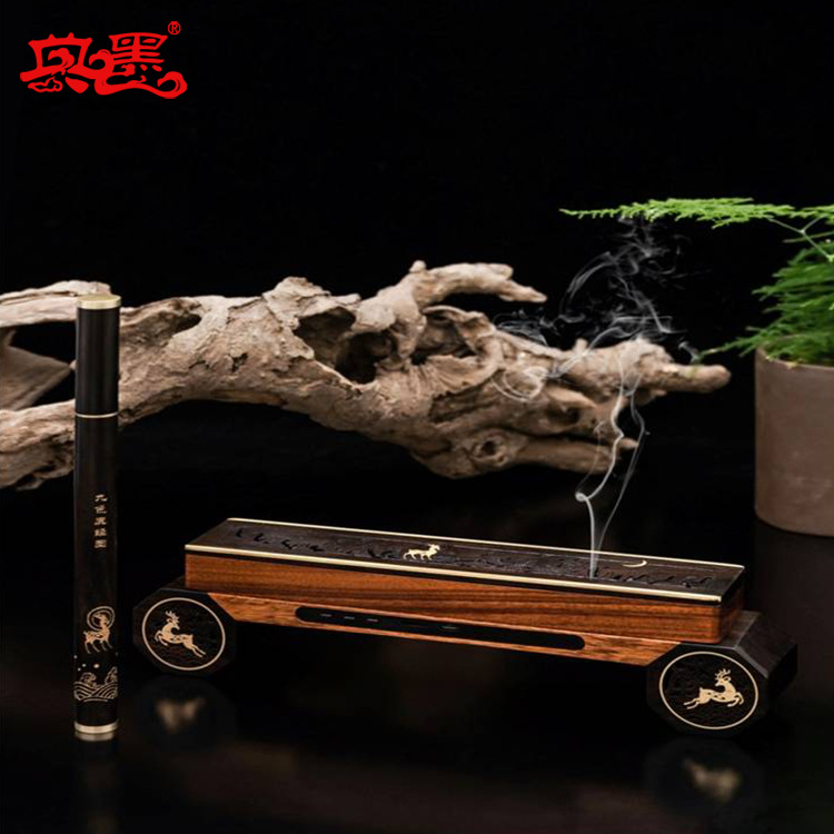 Fu Lu 321 Fu Lu Qin 여러 음향, 9 색 사슴 Sutra 그림 거짓말 향 버너, 보라색 백단향 긴 튜브