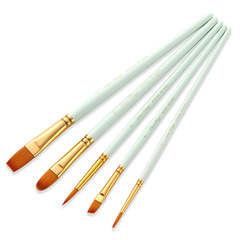 5 multi-head nylon hair brushes watercolor gouache oil brush set art painting brushes