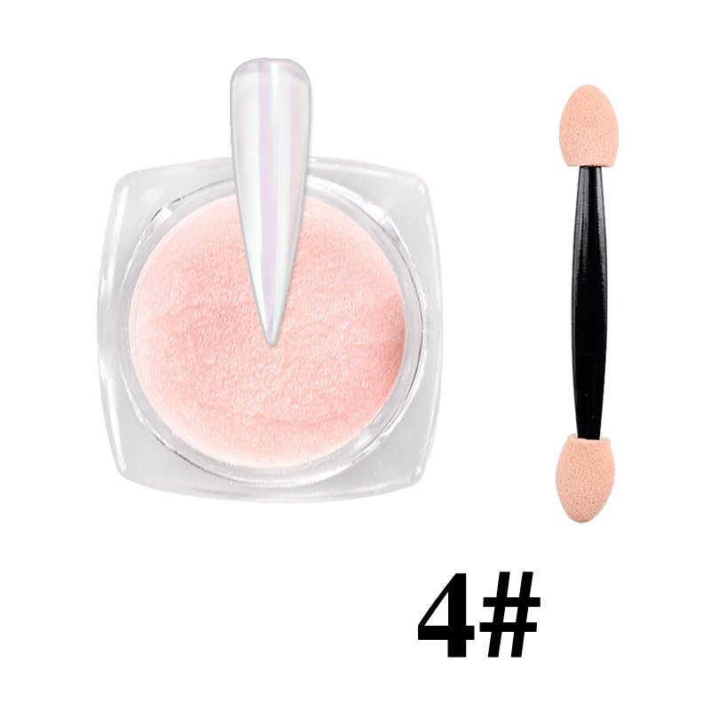 Internet celebridad nuevo arte de uñas Aurora Rosa hielo transparente desnudo espejo camaleón mágico espejo Rosa Hada Rosa uñas brillo