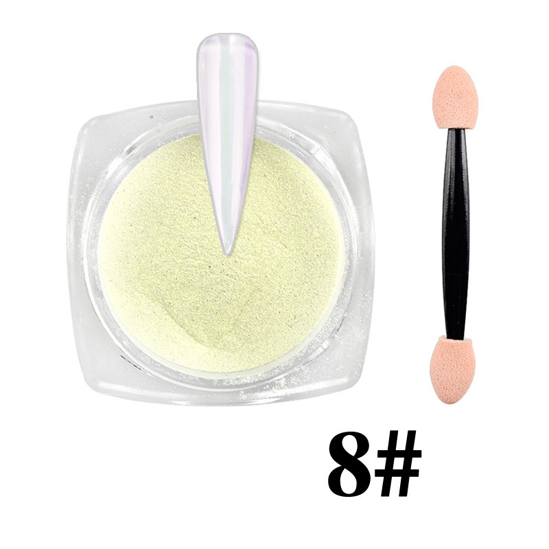 Internet celebridad nuevo arte de uñas Aurora Rosa hielo transparente desnudo espejo camaleón mágico espejo Rosa Hada Rosa uñas brillo