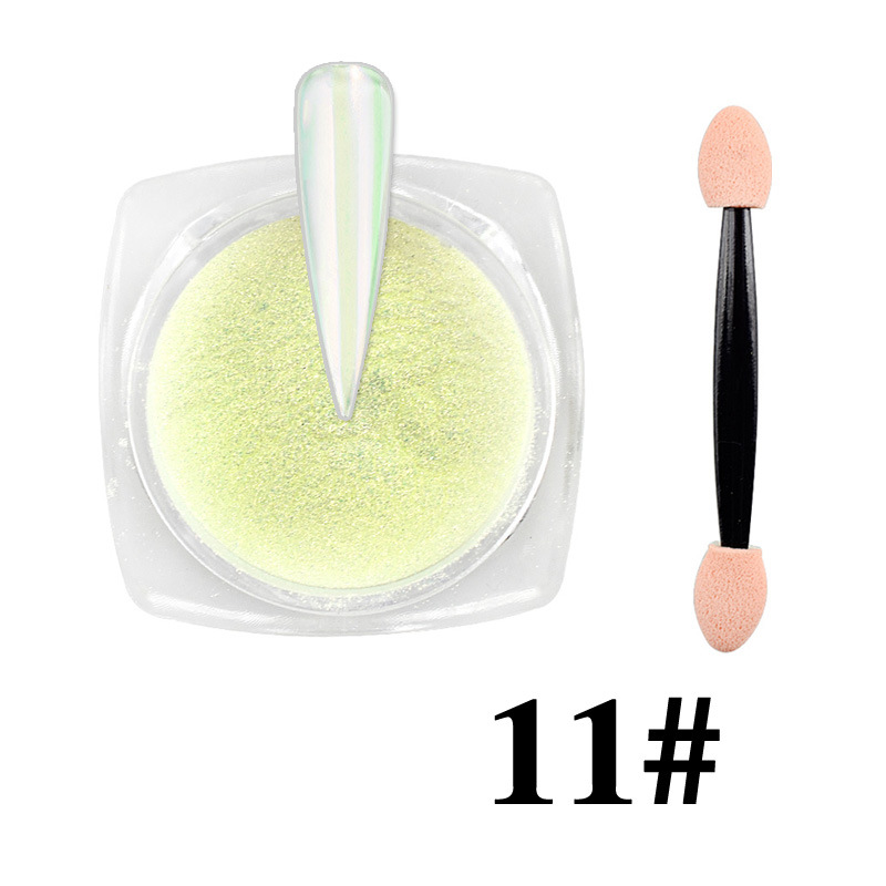 Internet celebridad nuevo arte de uñas Aurora Rosa hielo transparente desnudo espejo camaleón mágico espejo Rosa Hada Rosa uñas brillo