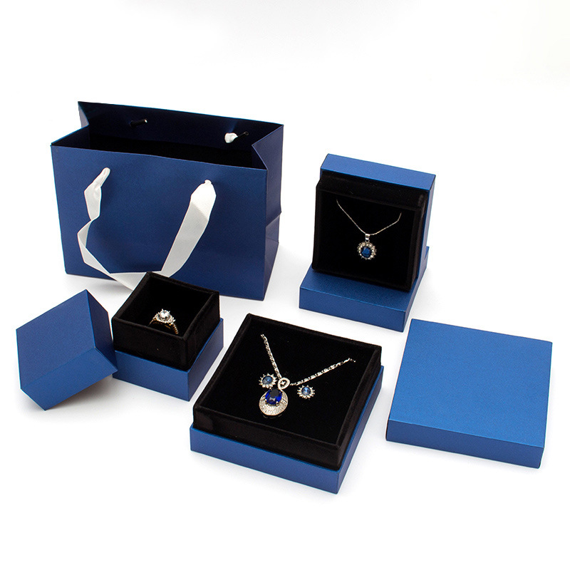 Estilo japonés y coreano elegante introducción azul Noble anillo caja colgante caja pulsera caja bolso caja de joyería al por mayor