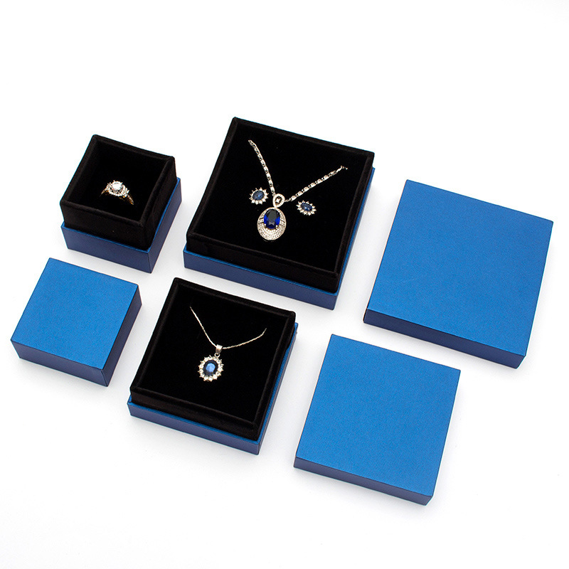 Estilo japonés y coreano elegante introducción azul Noble anillo caja colgante caja pulsera caja bolso caja de joyería al por mayor