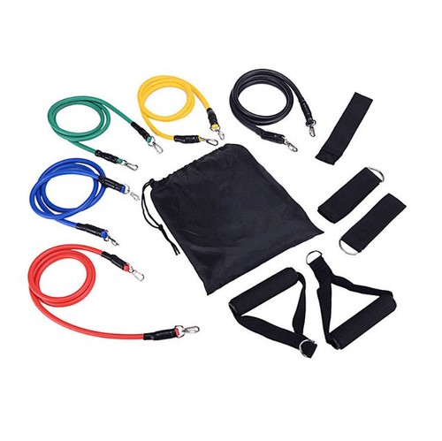 Tensioner 11-piece set multifunctional tensioner TPE tension rope one-word tension belt muscle training fitness equipment