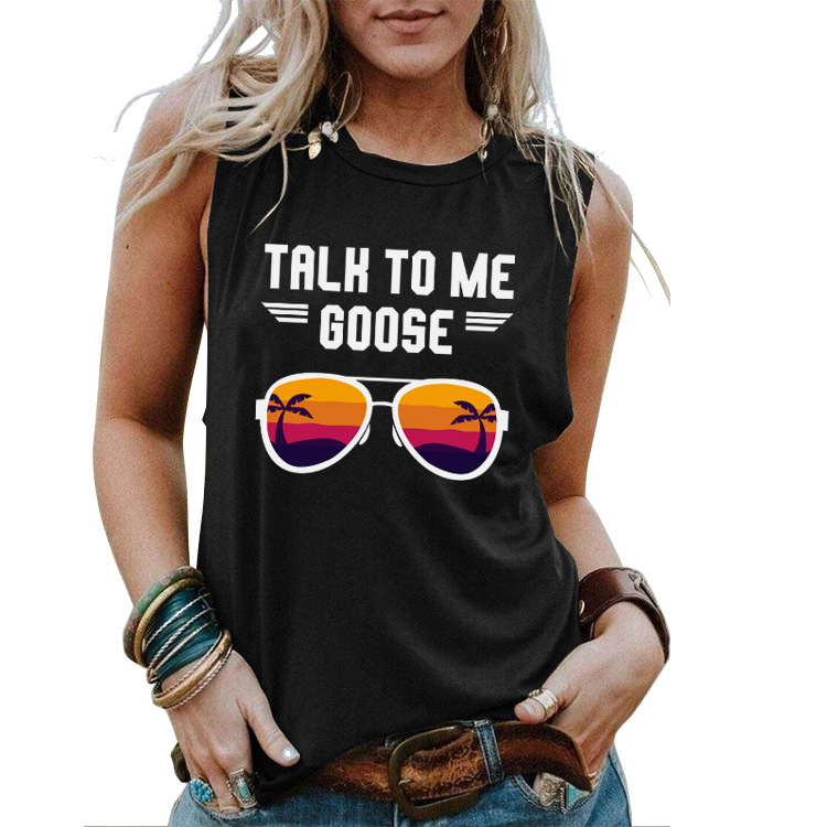 Hable conmigo gallina carta sin mangas Sling mujeres europeas y americanas Top backless sexy Loose bottoming chaleco
