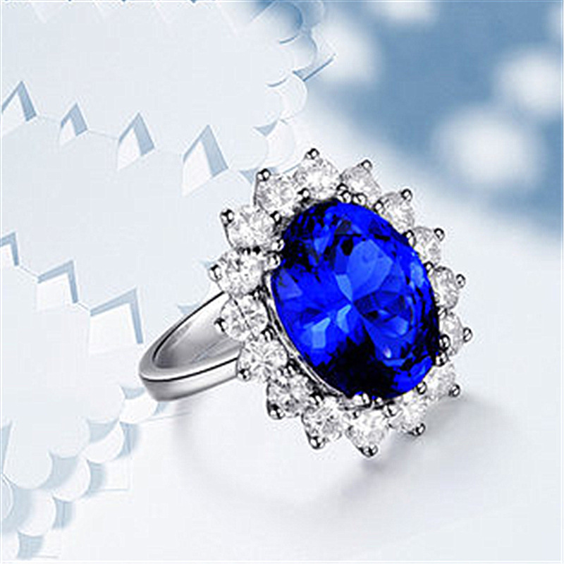 Princess Diana Style Adjustable Tanzanite Sapphire Colorful Gemstone Women's Open Ring_voghion.com