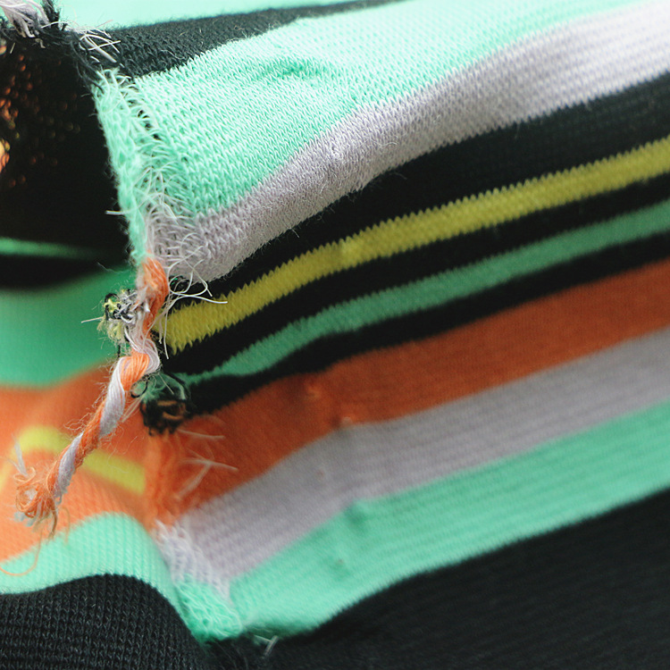 时尚女装T恤面料针织纬编棉氨纶弹力大循环色织彩条1x1螺纹罗纹布