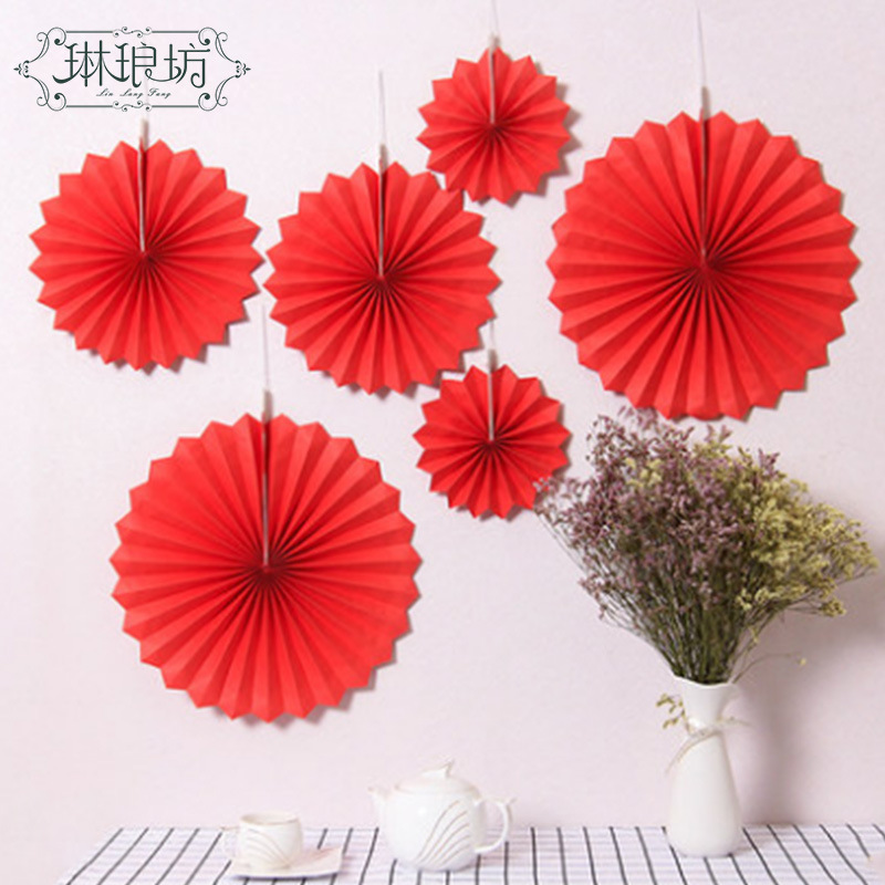 Canasta de flores ventilador plegable ventilador de papel decoración de la habitación de flores ventilador plegable de papel de maní día fiesta de fondo colgante de pared vestido floral material auxiliar