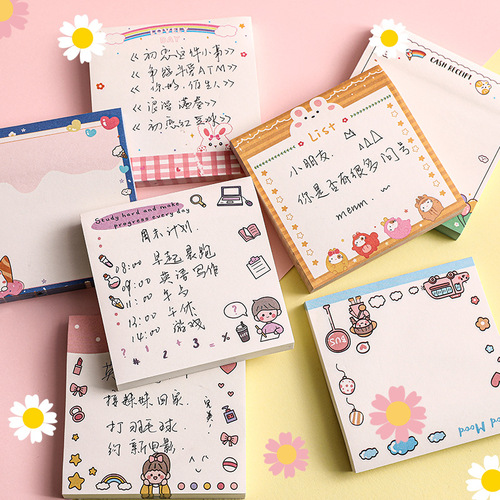 Luhao Cartoon Post-it Notes Tearable Notes Planner Cute Message Notes for Students Girls Memo Book Wholesale