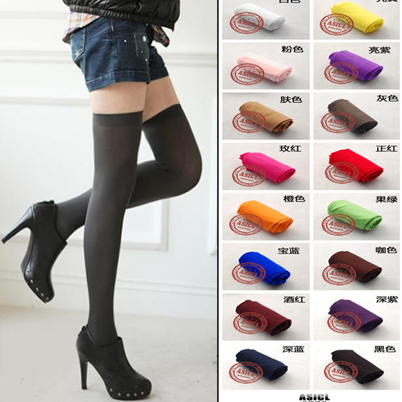 Spring and Autumn Velvet Stockings Fashion Candy Color All-match Women's Socks Thin Sexy Slimming Knee Thigh Socks Spring and Autumn Velvet Stockings Fashion Candy Color All-match Women's Socks Thin Sexy Slimming Knee Thigh Socks