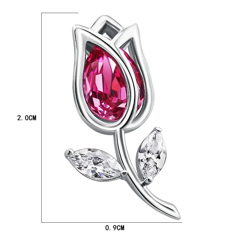 Серьги (HUDIESHUO) серебро 925, европейский стиль, тюльпан с цветным камнем