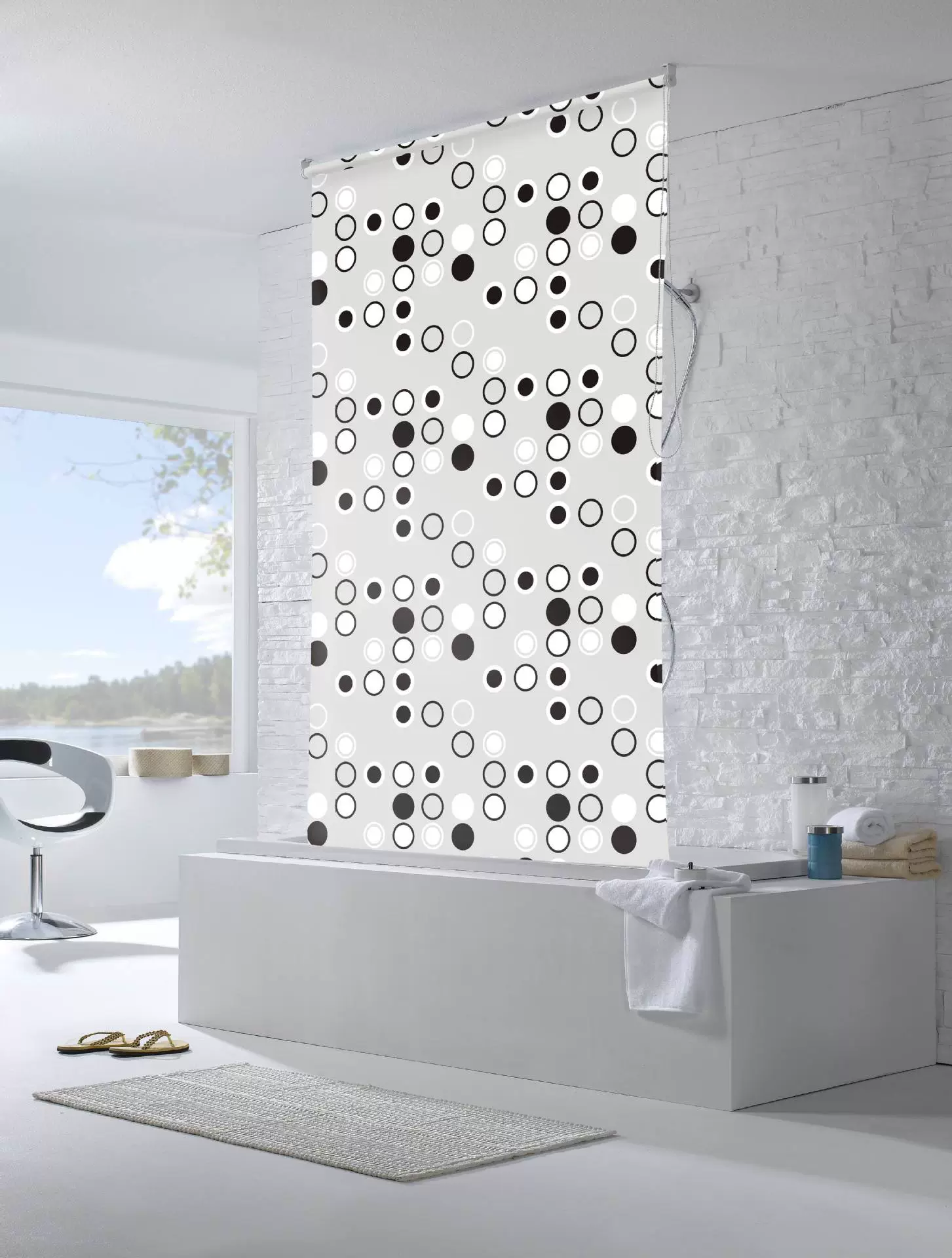 Factory direct selling 3D effect printed PEVA plastic rolling curtain plastic rolling shower curtain rolling curtain shower curtain